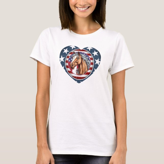 Patriotic USA Western Horse T-Shirt (Vorderseite)