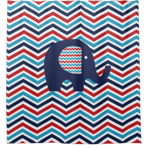 Patriotic USA Zickzack Stripes Elephant Duschvorhang