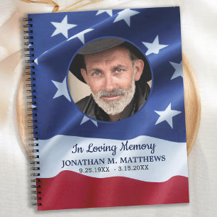 Patriotic Veteran Funerbital American Flag Guestbo Notizbuch