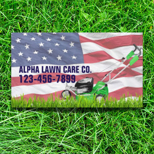 Patriotic Veteran Yard Landscaping Grass Mowing Visitenkarte