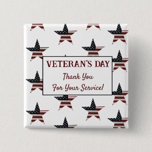 Patriotic Veteran's Day American Flag Star Button