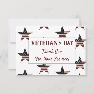Patriotic Veteran's Day American Flag Star Dankeskarte