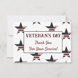 Patriotic Veteran's Day American Flag Star Dankeskarte