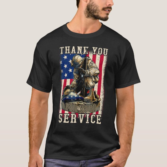 Patriotic Vielen Dank für Ihren Service Veteran Me T-Shirt (Vorderseite)