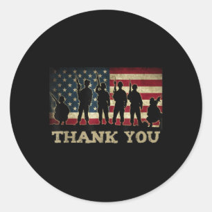 Patriotic Vielen Dank Soldiers Veterans American F Runder Aufkleber