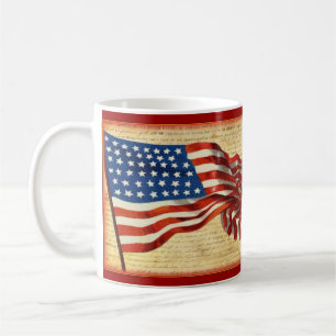 Patriotic Vintag American Flag Beverage Tasse