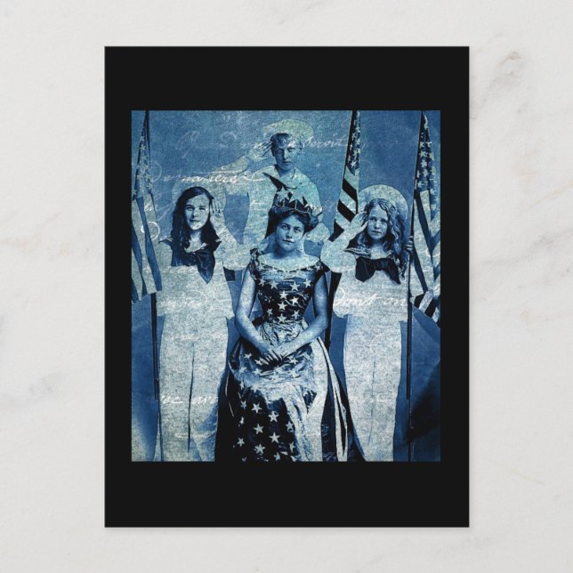Patriotic Vintag Collage Postkarte (Vorderseite)