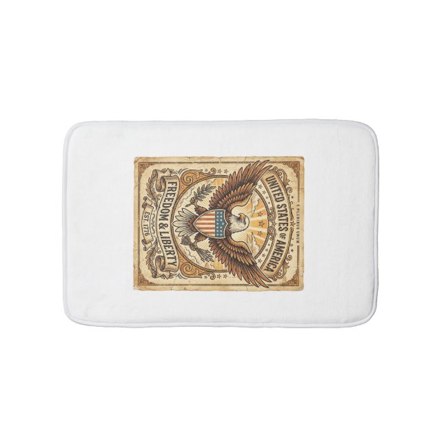 Patriotic Vintage Bald Eagle Distressed Badematte (Vorderseite)