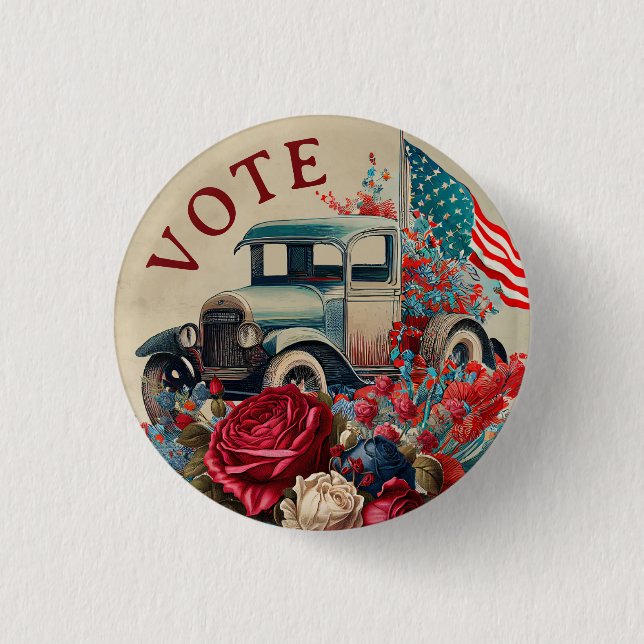 Patriotic Vintage Truck Button (Vorderseite)