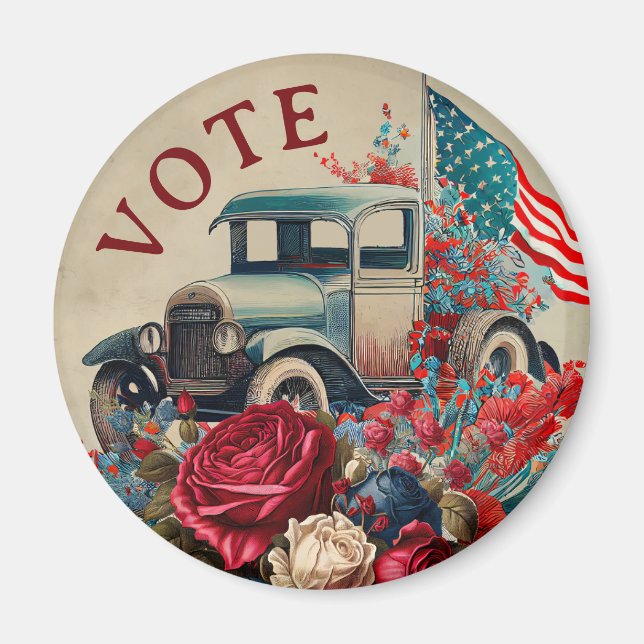 Patriotic Vintage Truck Magnet (Vorne)
