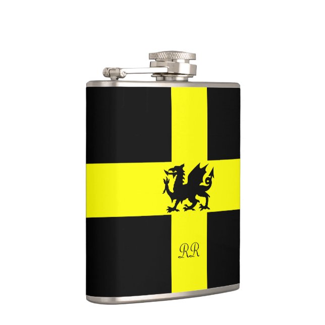 Patriotic Wales Dragon St Davids Hip Flask Flachmann (Rechts)