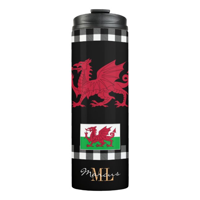 Patriotic Wales travel Mug, Cymru, walisische Flag Thermosbecher (Vorderseite)
