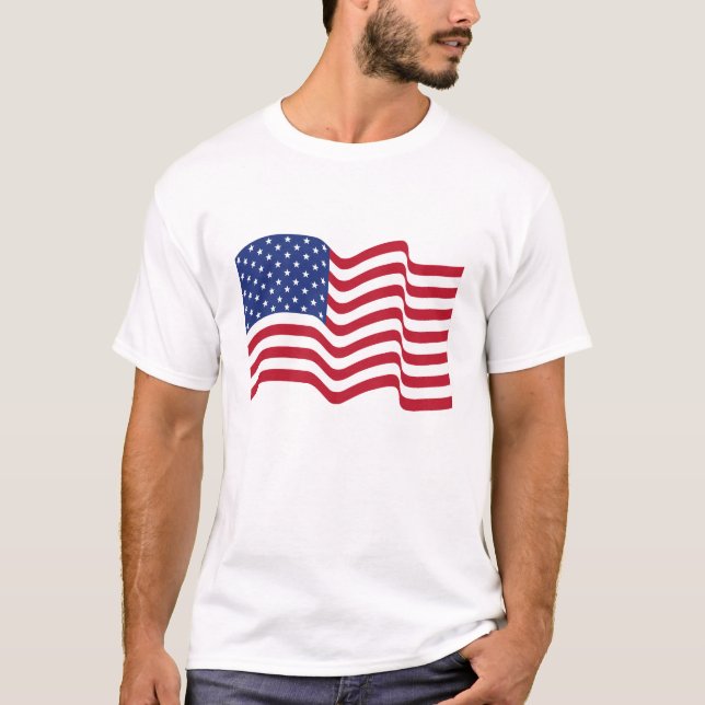 Patriotic Waving American Flag T - Shirt (Vorderseite)