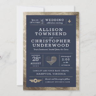 Patriotic Wedding US Flagge Imitate Gold Foil Ankündigung