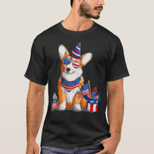 Patriotic Welsh Corgi Dog Pup 4. Juli T-Shirt