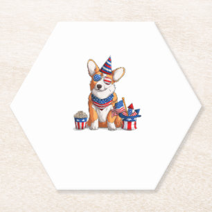 Patriotic Welsh Corgi Dog Pup 4. Juli Untersetzer
