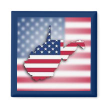 Patriotic West Virginia 2" Square Magnet