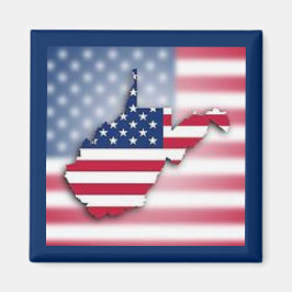 Patriotic West Virginia 2" Square Magnet