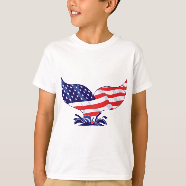 Patriotic Whale Schwanz T-Shirt (Vorderseite)