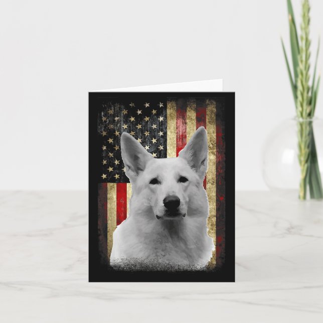 Patriotic White German Shepherd Flag American Usa  Karte (Vorderseite)