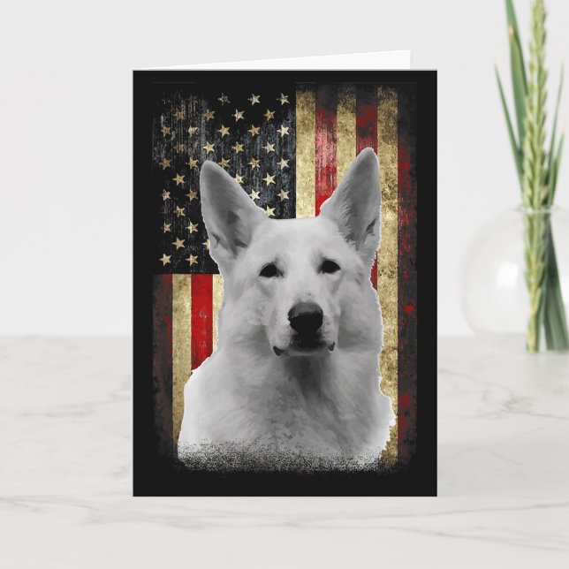 Patriotic White German Shepherd Flag American Usa  Karte (Vorderseite)