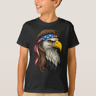 Patriotic White Head Eagle Us Flag Bandana Mullet T-Shirt
