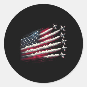 Patriotic White Red Usa Flag Blue Fighter 4. J Runder Aufkleber