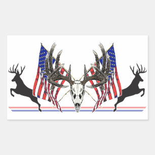 Patriotic Whitetail buck Rechteckiger Aufkleber