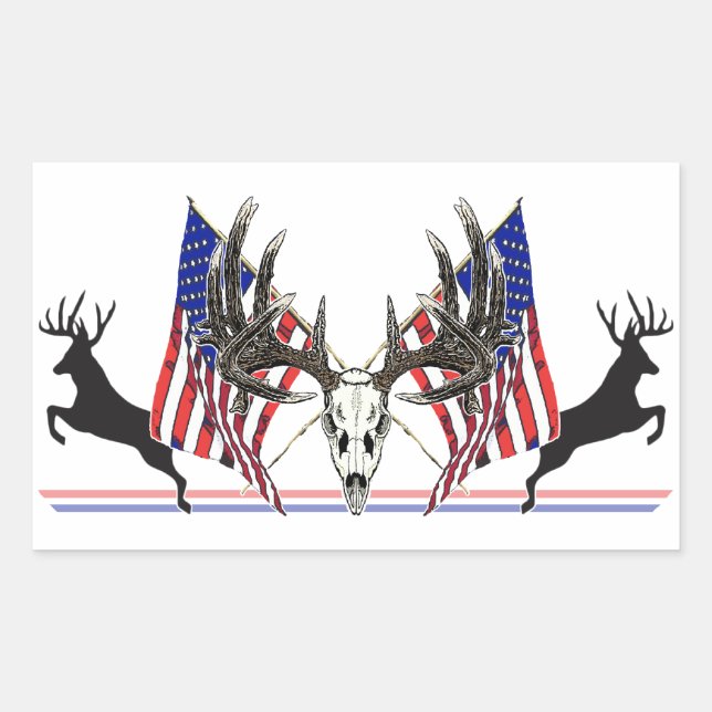 Patriotic Whitetail buck Rechteckiger Aufkleber (Vorderseite)