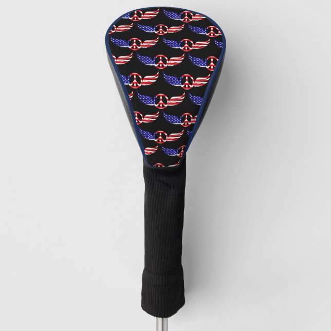 Patriotic Winged Peace Sign Golf Headcover (Vorderseite)