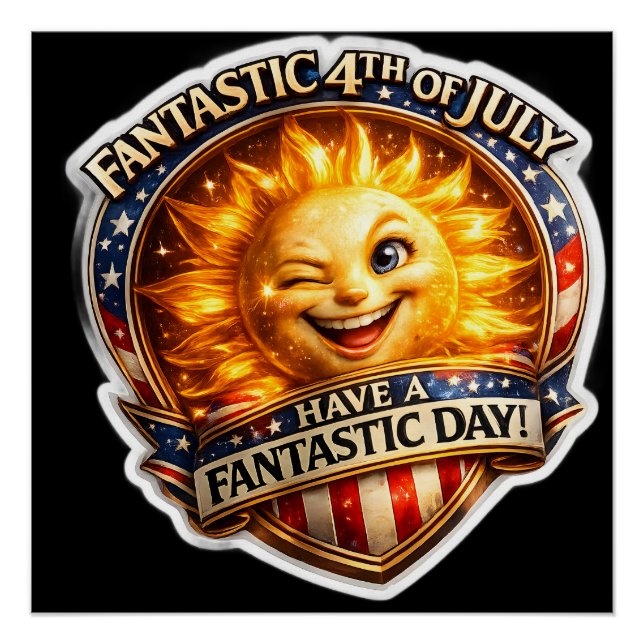 Patriotic winking fourth of July celebration wall  Poster (Vorderseite)