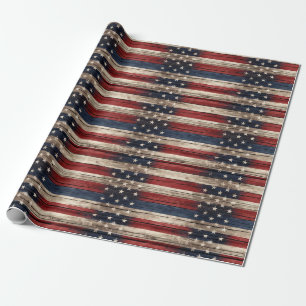 Patriotic Wood Wrapping Paper Geschenkpapier