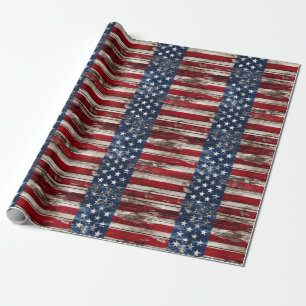 Patriotic Wood Wrapping Paper Geschenkpapier