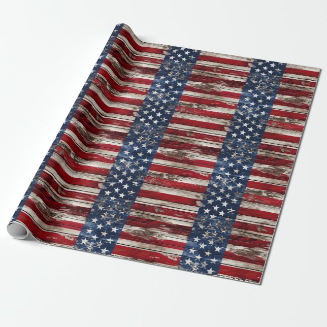 Patriotic Wood Wrapping Paper Geschenkpapier (Ungerollt)