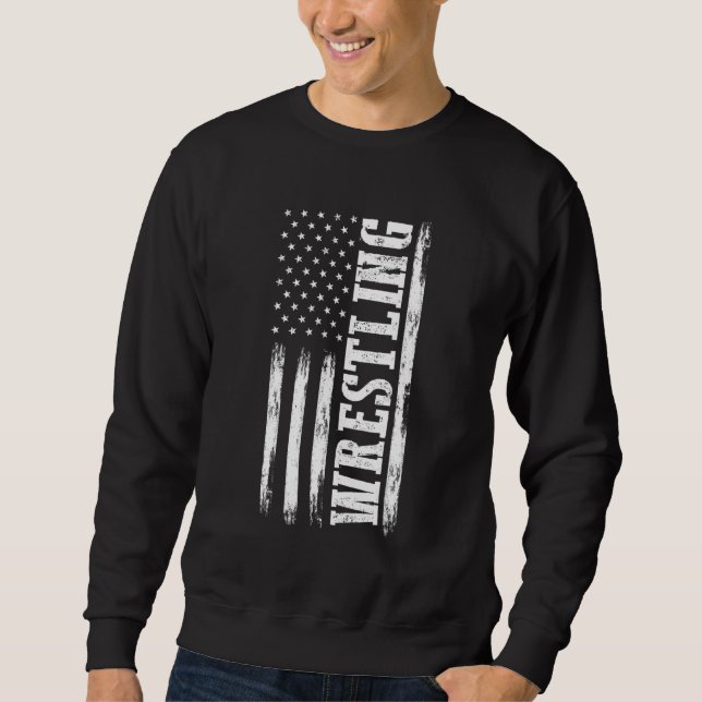 Patriotic Wrestler  4th Of July  American Flag Wre Sweatshirt (Vorderseite)