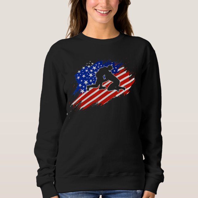 Patriotic Wrestler  4th Of July  American Flag Wre Sweatshirt (Vorderseite)