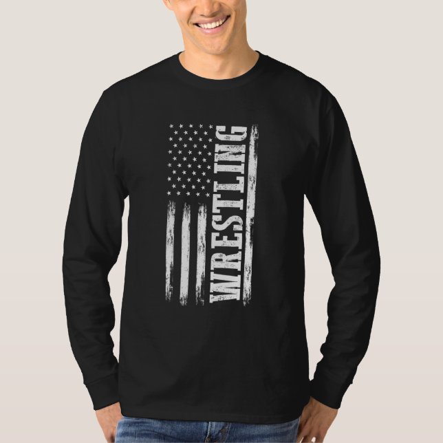 Patriotic Wrestler  4th Of July  American Flag Wre T-Shirt (Vorderseite)