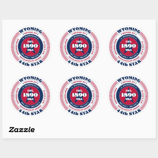 Patriotic Wyoming Circle Design Sticker (Blatt)