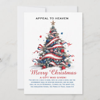 Patriotic Xmas Tree ATH1 with origin ed FLAT CARD Feiertagskarte