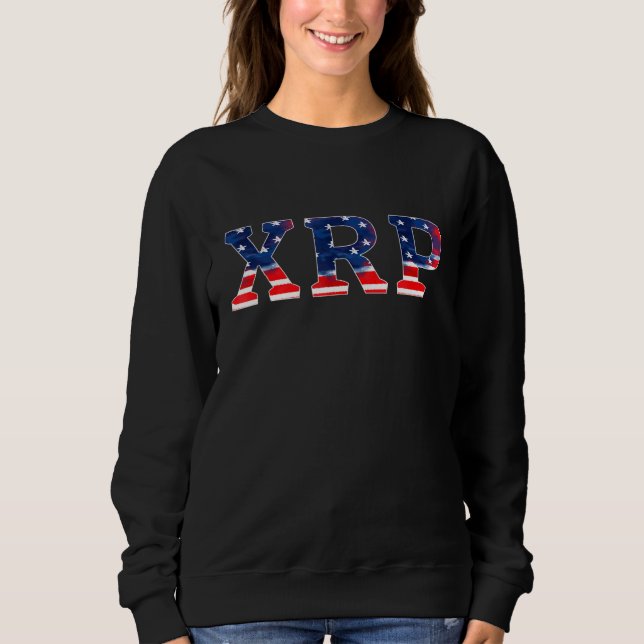 Patriotic Xrp Crypto Currency American Flag Letter Sweatshirt (Vorderseite)