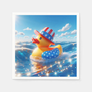 Patriotic Yellow Rubber Duck Serviette