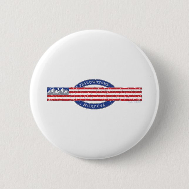 Patriotic Yellowstone Montana Button (Vorderseite)