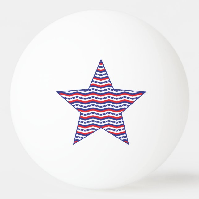 Patriotic Zickzack Star Tischtennisball (Vorderseite)