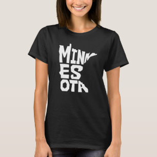 Patriotic Zuhause Staat Map Minnesota Textform T-Shirt