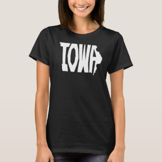 Patriotic Zuhause Staat Map von Iowa Textform T-Shirt