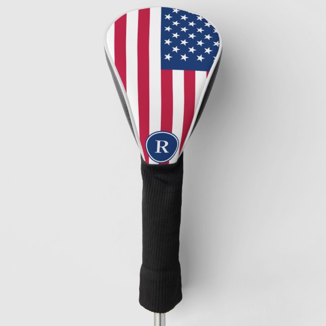 Patriotisch American Red White Blue Custom Monogra Golf Headcover (Vorderseite)