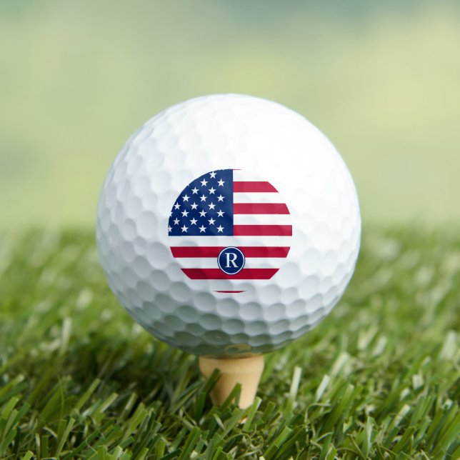 Patriotisch American Red White Blue Custom Monogra Golfball (Insitu T-Shirt)
