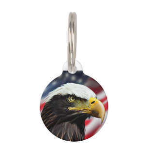 Patriotisch/Amerikanisch/Adler/USA Round Pet Tag Haustiermarke