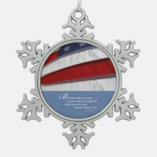 Patriotisch, Amerikanische Flagge Schneeflocken Zinn-Ornament