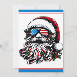 Patriotisch-amerikanischer Weihnachtsmann Feiertagskarte
